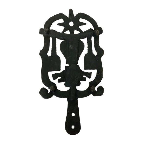 Vintage Cast Iron Kitchen Trivet Star Heart Birds Black Wall Farmhouse Decor - Picture 2 of 4